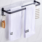 Space Aluminum Brushed Finish Towel Bars Punch-Free Dual-use Black Towel Rail Wall Mount Strong Bearing Capacity