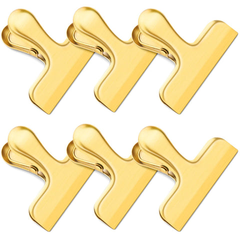6 Packs Gold Chip Clips Bag Clips Food Clips, Bag Clips for Food, Clips for Food Packages, Air Tight Seal Kitchen Clips Snack