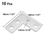 Flat Plate L Shape, 40mmx40mm, Stainless Steel 304 Angle Corner Brace Repair Brackets, Pack of 10 Brace Repair Brackets