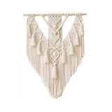 Boho Wall Hanging Decor, Geometric Woven Tapestry Chic Cotton Handmade Bohemian Art with Long Tassel, Craft Ornament