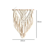 Boho Wall Hanging Decor, Geometric Woven Tapestry Chic Cotton Handmade Bohemian Art with Long Tassel, Craft Ornament