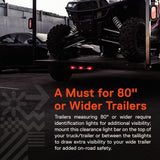15" Inch 9 LED 3 Red Trailer Light Bar 12V Identification Running Marker ID Center Rear Tail Lightbar Strip