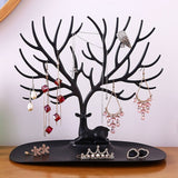 2 pcs Antique Birds Tree Stand Jewelry Display Necklace Earring Bracelet Holder Organizer Rack Tower Black and white