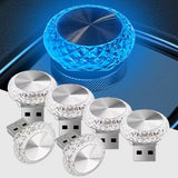 6 PCS USB LED Angel Eye Crystal Ambient Light, Car Interior Ambient Light, Plug and Play USB Decorative Night Light