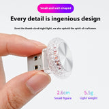 6 PCS USB LED Angel Eye Crystal Ambient Light, Car Interior Ambient Light, Plug and Play USB Decorative Night Light