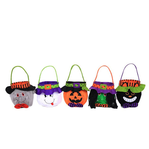 5pcs Halloween Trick Treat Bags Tote Bags Kids Candy Reuseful Pumpkin Cute Halloween Decorations for Gifts Wrapping