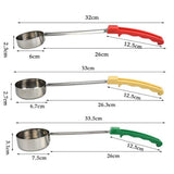 3 pcs Stainless Steel Portion Control Solid Serving Spoon 3-Piece Combo Set 2Oz, 3Oz, 4Oz Sauce Spoon Flat Bottom Spoon