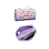 Donuts Pencil Case Cute Cartoon Pen Holder Large Capacity Pencil Pouch Box Aesthetic Pen Case Three-layer Pencil