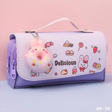 Donuts Pencil Case Cute Cartoon Pen Holder Large Capacity Pencil Pouch Box Aesthetic Pen Case Three-layer Pencil