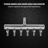 Aquarium Air Pump Regulating Valve, Stainless Steel Aquarium Fish Air Pump Valve 8mm Turn to 4mm Splitter Control Valve(6 Way)