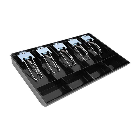 Cash Drawer Register Insert Tray 5 Bill/4 Coin Compartments ABS Material Tray with Metal Clip Currency Storage Box(Black)
