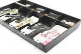 Cash Drawer Register Insert Tray 5 Bill/4 Coin Compartments ABS Material Tray with Metal Clip Currency Storage Box(Black)