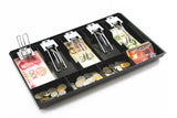 Cash Drawer Register Insert Tray 5 Bill/4 Coin Compartments ABS Material Tray with Metal Clip Currency Storage Box(Black)