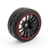 4 pcs On Road Rubber Tires & Wheel Rim, 12mm Hex Hub Plastic Wheel Rims Compatible with 1/10 On-Road Touring Car-Red In Australia - Darrahopens