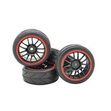 4 pcs On Road Rubber Tires & Wheel Rim, 12mm Hex Hub Plastic Wheel Rims Compatible with 1/10 On-Road Touring Car-Red In Australia - Darrahopens