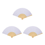 3PCS Foldable Bamboo Fans, Eastern Style Handheld Fan Japanese Chinese Fan for DIY Decoration Wedding Dancing Party