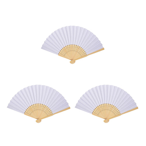 3PCS Foldable Bamboo Fans, Eastern Style Handheld Fan Japanese Chinese Fan for DIY Decoration Wedding Dancing Party