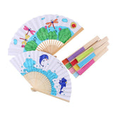 3PCS Foldable Bamboo Fans, Eastern Style Handheld Fan Japanese Chinese Fan for DIY Decoration Wedding Dancing Party