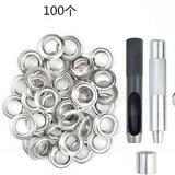 100 Sets Metal Eyelets, Eyelets and Grommets Eyelet Kit, Round Inner Hole DIY Rivet for Canvas, Shoes, Clothing, Bead Cores