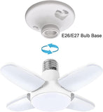 LED Garage Light Bulb,Mini 28W LED Garage Ceiling Lights 4 Adjustable Panels, Garage LED Light Bulb,E27 6500K Daylight LED