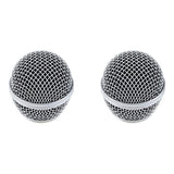 Microphone Head Replace, Grille Ball with Inner Foam, Steel Mesh Replacement Heads for SM58 (2pcs), silver In Australia - Darrahopens