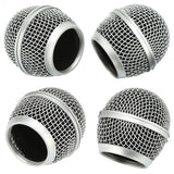 Microphone Head Replace, Grille Ball with Inner Foam, Steel Mesh Replacement Heads for SM58 (2pcs), silver