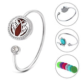 2 pcs Adjustable Tree of Life Essential Oil Diffuser Bracelet, Stainless Steel Aromatherapy Locket Bangle Pads Jewelry