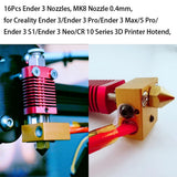 16Pcs 3 Nozzles 0.4mm, Extruder Nozzles 0.4mm Compatible for Series 3D Printer Brass Nozzles(1.75mm)