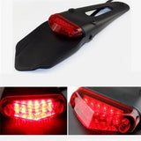 Rear Fender Brake Tail Light LED Lamp Red with Bracket For Motorcycle Motocross Dirt Bike Mountain Bike Stalls (Red Lens)