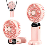 Portable Handheld Fan, Type-C Rechargeable, 1200mAh Battery Operated Fan with LED Display, 90° Foldable In Australia - Darrahopens