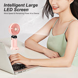 Portable Handheld Fan, Type-C Rechargeable, 1200mAh Battery Operated Fan with LED Display, 90° Foldable