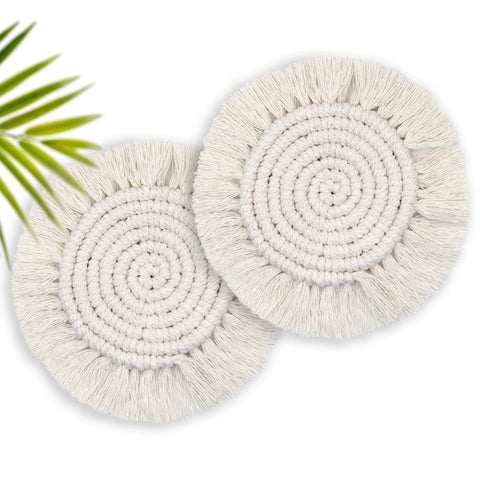 Coasters for Drinks Absorbent, Boho Coasters for Wooden Table, Farmhouse Drink Coaster Set for Kinds of Mugs and Cups, 2PCS Round In Australia - Darrahopens