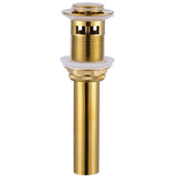 Bathroom Sink Drain Gold, Angle Simple Brass Pop Up Drain, Vanity Sink Stopper Drain Assembly, with Overflow
