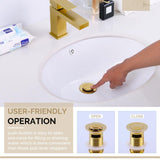 Bathroom Sink Drain Gold, Angle Simple Brass Pop Up Drain, Vanity Sink Stopper Drain Assembly, with Overflow