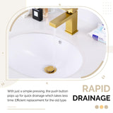 Bathroom Sink Drain Gold, Angle Simple Brass Pop Up Drain, Vanity Sink Stopper Drain Assembly, with Overflow