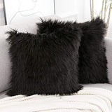 2 pcs Faux Fur Pillow Cover Fluffy Throw Pillow Mongolian Luxury Fuzzy Pillow Case Cushion Cover for Bedroom and Couch