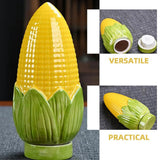 Ceramic Canister Corn Shaped Food Jar Airtight Kitchen Condiment Pot Seasoning Box Vanity Storage Jar for Coffee Tea Sugar Spices