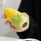 Ceramic Canister Corn Shaped Food Jar Airtight Kitchen Condiment Pot Seasoning Box Vanity Storage Jar for Coffee Tea Sugar Spices