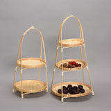3pc Bamboo Basket Wooden Tray Cupcake Containers Tiered Fruit Basket Fruit Basket for Kitchen Counter Fruit and Vegetable In Australia - Darrahopens