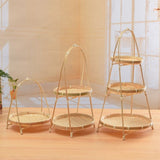 3pc Bamboo Basket Wooden Tray Cupcake Containers Tiered Fruit Basket Fruit Basket for Kitchen Counter Fruit and Vegetable