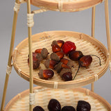 3pc Bamboo Basket Wooden Tray Cupcake Containers Tiered Fruit Basket Fruit Basket for Kitchen Counter Fruit and Vegetable