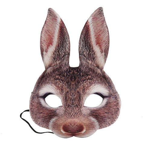 Brown Bunny Mask Half Face Rabbit Animal Mask Carnival Party Masquerade Costume Party Cosplay Props for Halloween In Australia - Darrahopens