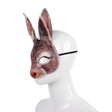 Brown Bunny Mask Half Face Rabbit Animal Mask Carnival Party Masquerade Costume Party Cosplay Props for Halloween