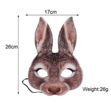 Brown Bunny Mask Half Face Rabbit Animal Mask Carnival Party Masquerade Costume Party Cosplay Props for Halloween