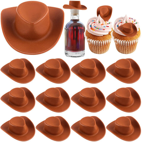 40Pcs brown Plastic Mini Western Cowboy Hat,Cute Miniature Doll Hats, Brown Party Dress Hat for Pretend Play Dollhouse Decoration In Australia - Darrahopens