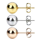 3 pairs of earrings of different colors Stainless Steel Ball Stud Earrings for Men Women Round 5mm（Steel gold and rose gold） In Australia - Darrahopens