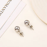 3 pairs of earrings of different colors Stainless Steel Ball Stud Earrings for Men Women Round 5mm（Steel gold and rose gold）