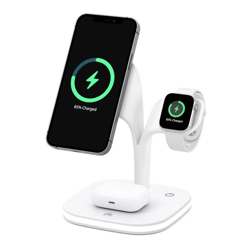 White wireless charger 3 in 1 Fast Charge Charging Station that complements your room Charging Station（165*120*160mm） In Australia - Darrahopens