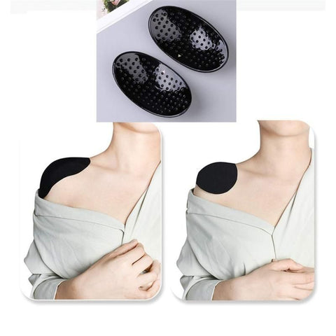 A pair of black shoulder pads Soft Shoulder Push-Up Pads,Soft Silicone Magic Adhesive Shoulder Enhancer Anti-Slip Reusable In Australia - Darrahopens