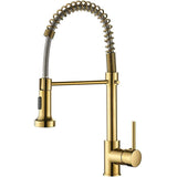 Polished Gold Kitchen Faucet with Pull Down Sprayer,Single Handle Spring Single Hole Faucet for Kitchen Sink In Australia - Darrahopens